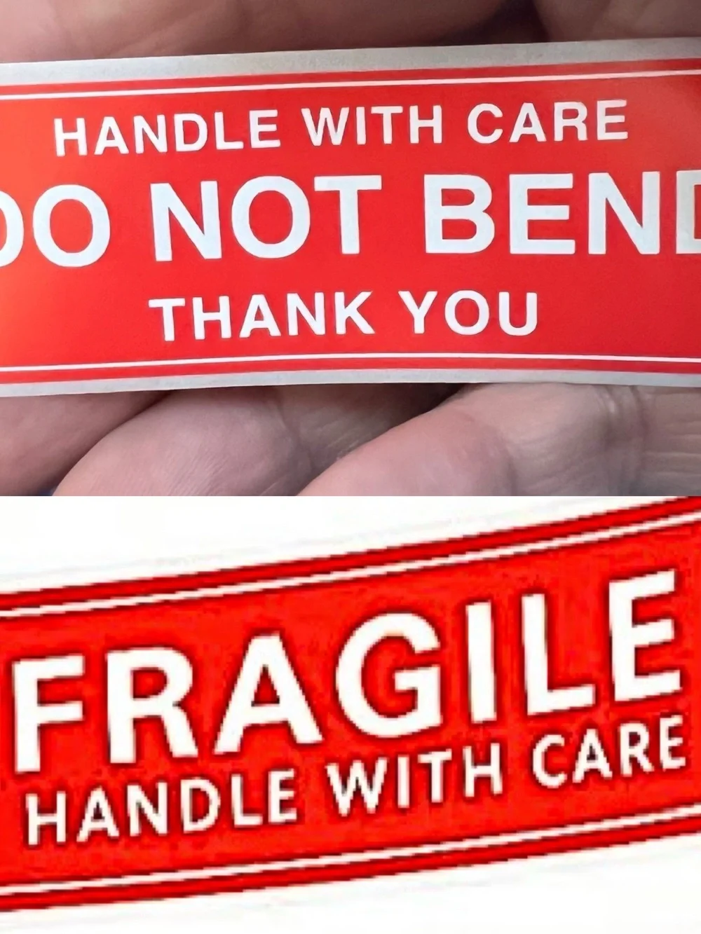 Fragile Handle With Care & Do Not Bend Stickers